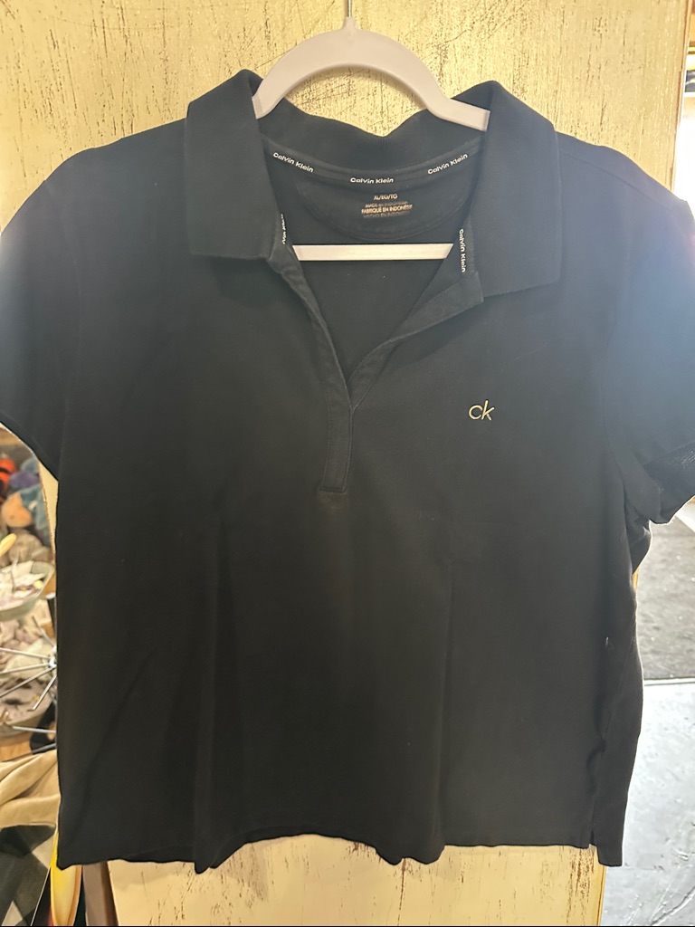 Calvin Klein Black Polo With Subtle Gold Ck Embroidery